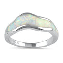 Sterling Silver White Lab Opal Abstract Wave Ring