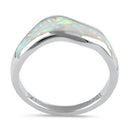 Sterling Silver White Lab Opal Abstract Wave Ring