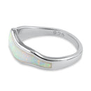 Sterling Silver White Lab Opal Abstract Wave Ring