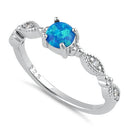 Sterling Silver Vintage Blue Lab Opal & CZ Ring