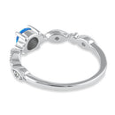 Sterling Silver Vintage Blue Lab Opal & CZ Ring