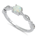 Sterling Silver Vintage Blue Lab Opal & CZ Engagement Ring