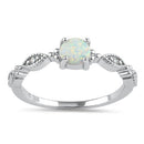 Sterling Silver Vintage Blue Lab Opal & CZ Engagement Ring