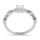 Sterling Silver Vintage Blue Lab Opal & CZ Engagement Ring