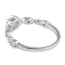 Sterling Silver Vintage Blue Lab Opal & CZ Engagement Ring