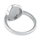 Sterling Silver Unique White Lab Opal Offset Halo CZ Ring