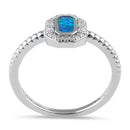 Sterling Silver Blue Lab Opal Octagon Halo CZ Ring