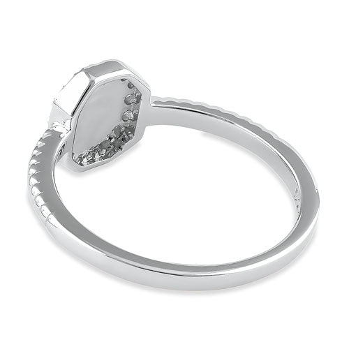 Sterling Silver Blue Lab Opal Octagon Halo CZ Ring