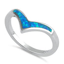 Sterling Silver Chevron V Blue Lab Opal Ring