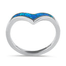 Sterling Silver Chevron V Blue Lab Opal Ring