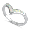 Sterling Silver Chevron V White Lab Opal Ring