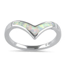 Sterling Silver Chevron V White Lab Opal Ring