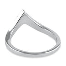 Sterling Silver Chevron V White Lab Opal Ring