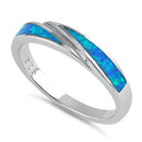 Sterling Silver Blue Lab Opal Band Ring
