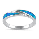 Sterling Silver Blue Lab Opal Band Ring