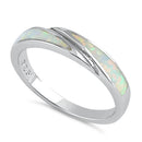 Sterling Silver White Lab Opal Band Ring