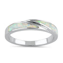 Sterling Silver White Lab Opal Band Ring