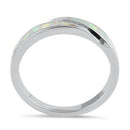 Sterling Silver White Lab Opal Band Ring
