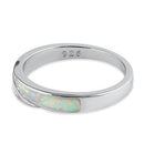 Sterling Silver White Lab Opal Band Ring
