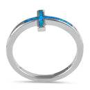 Sterling Silver Blue Lab Opal Cross Ring