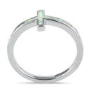 Sterling Silver White Lab Opal Cross Ring