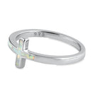 Sterling Silver White Lab Opal Cross Ring