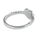 Sterling Silver Pink Lab Opal Heart Beaded Ring