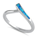 Sterling Silver Trendy Blue Lab Opal Chevron Ring