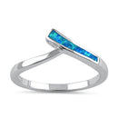 Sterling Silver Trendy Blue Lab Opal Chevron Ring