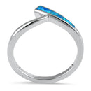 Sterling Silver Trendy Blue Lab Opal Chevron Ring