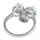 Sterling Silver White Lab Opal Shape Cluster CZ Ring