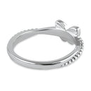 Sterling Silver Blue Lab Opal Butterfly Beaded Twist Ring