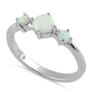 Sterling Silver Triple White Lab Opal Ring