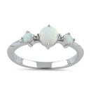 Sterling Silver Triple White Lab Opal Ring