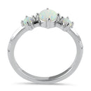 Sterling Silver Triple White Lab Opal Ring
