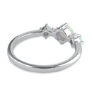 Sterling Silver Triple White Lab Opal Ring