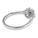 Sterling Silver Dainty Vintage Blue Lab Opal Halo Ring
