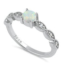 Sterling Silver White Lab Opal CZ Engagement Ring