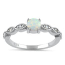 Sterling Silver White Lab Opal CZ Engagement Ring