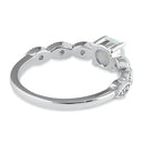 Sterling Silver White Lab Opal CZ Engagement Ring