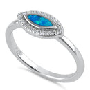 Sterling Silver Blue Lab Opal CZ Evil Eye Ring