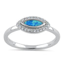 Sterling Silver Blue Lab Opal CZ Evil Eye Ring