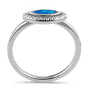 Sterling Silver Blue Lab Opal CZ Evil Eye Ring