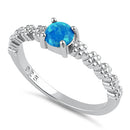 Sterling Silver Blue Lab Opal Floral Ring