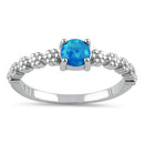 Sterling Silver Blue Lab Opal Floral Ring