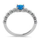 Sterling Silver Blue Lab Opal Floral Ring