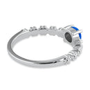 Sterling Silver Blue Lab Opal Floral Ring