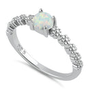 Sterling Silver Blue Lab Opal Floral Ring