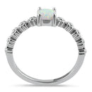 Sterling Silver Blue Lab Opal Floral Ring