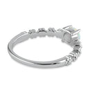 Sterling Silver Blue Lab Opal Floral Ring